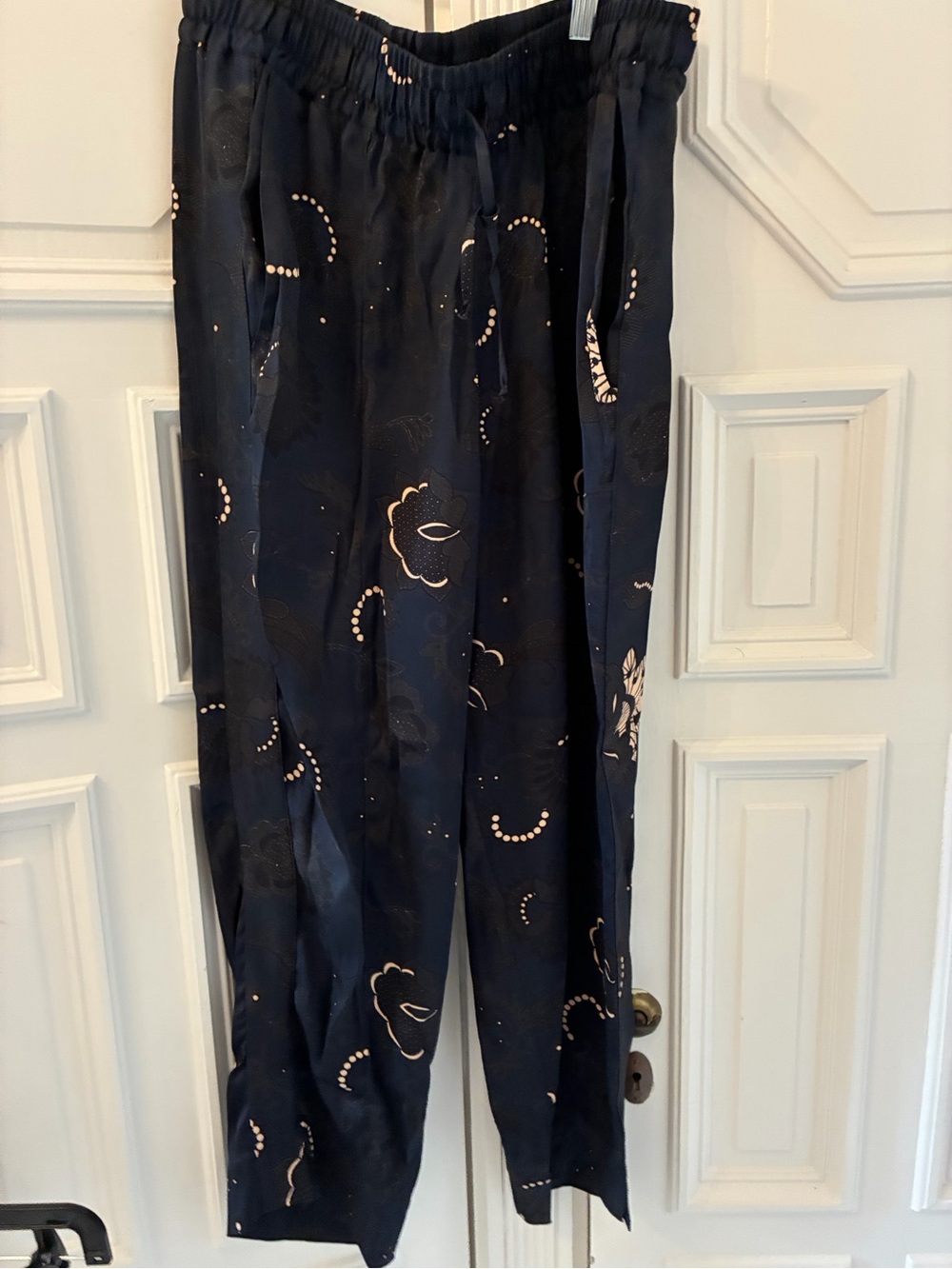 Tucker Navy Floral-Print Elastic-Waist Trousers